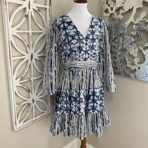 NWT $198 NOT SO SERIOUS ANTHROPOLOGIE SMALL Behati Blue Tie Dye Tiered Dress
